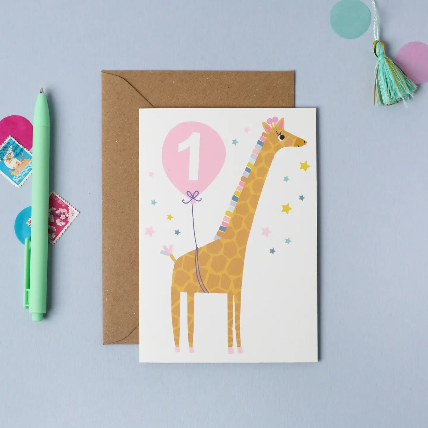 Age 1 Pink Animal Birthday Card - Greeting Cards - Edie & Eve