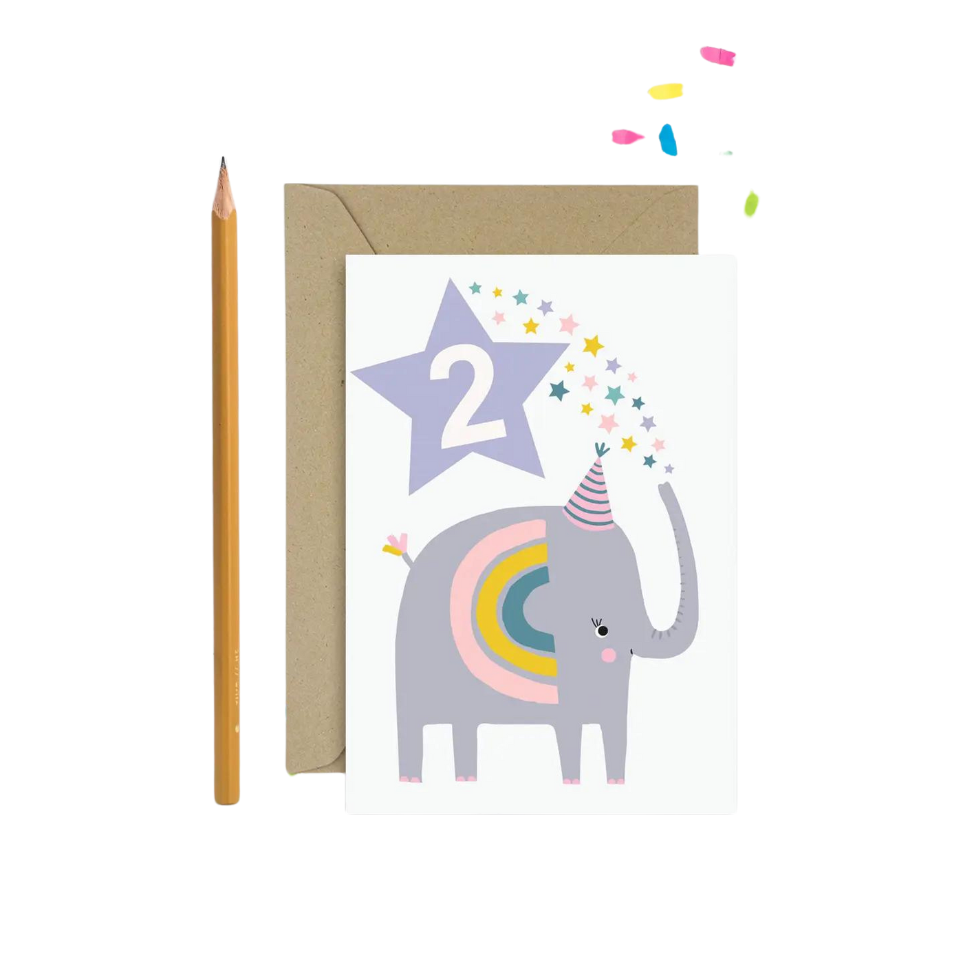 Age 2 Elephants Purple Kid's Birthday Card - Greeting Cards - Edie & Eve