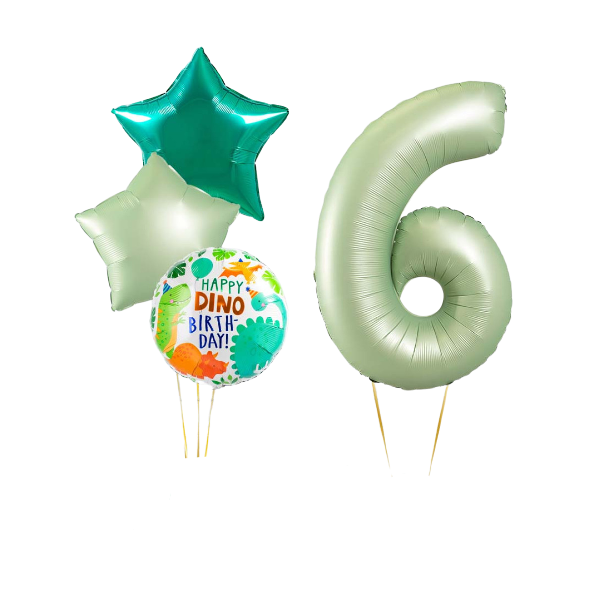 Bubblegum Balloons Dinosaur Olive Green Numbers - Pre Inflated Balloon Bunch - Edie & Eve