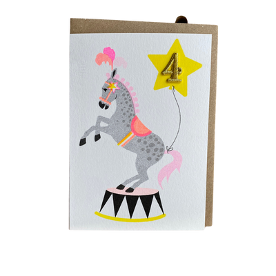 Age 4 Animal Birthday Card - Circus Horse - Greeting Cards - Edie & Eve