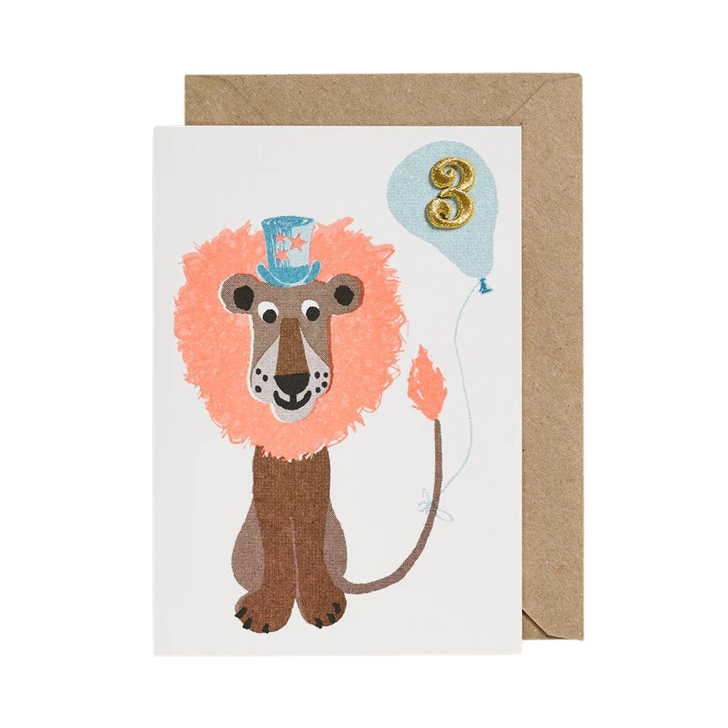 Age 3 Animal Birthday Card