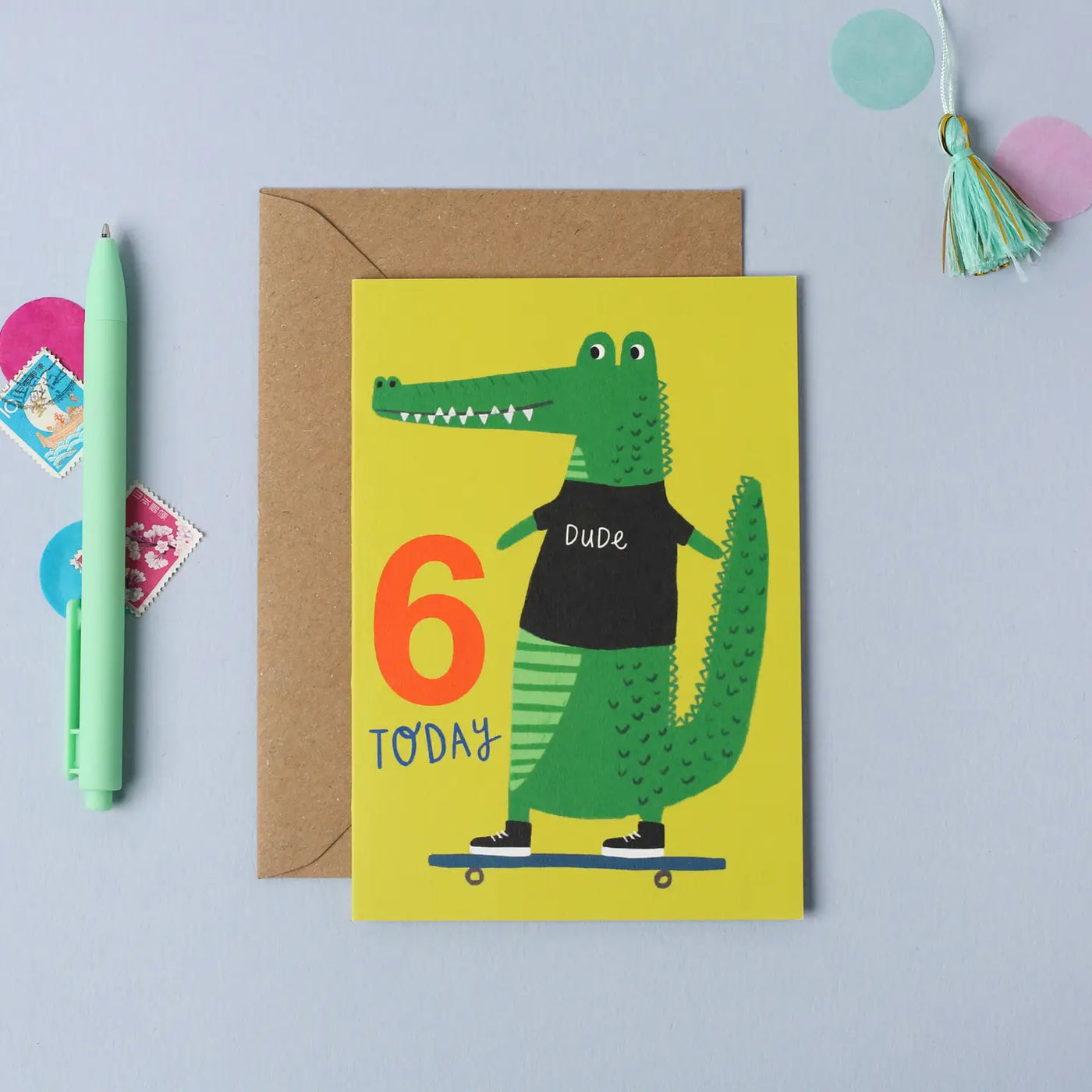 Age 6 Croc Children's Birthday Card - Greeting Cards - Edie & Eve