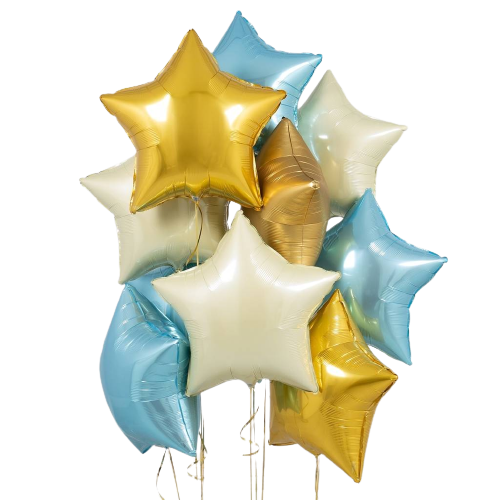 Inflated 5 Baby Blue Mix Balloons