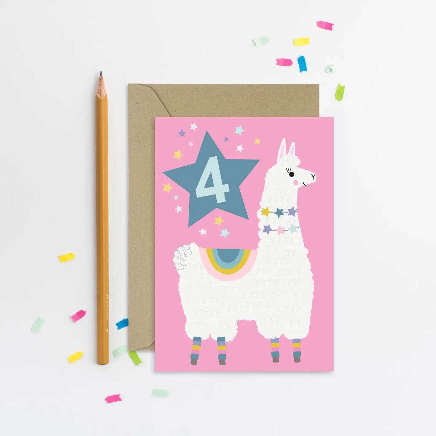 Age 4 Llama Children's Birthday Card - Greeting Cards - Edie & Eve
