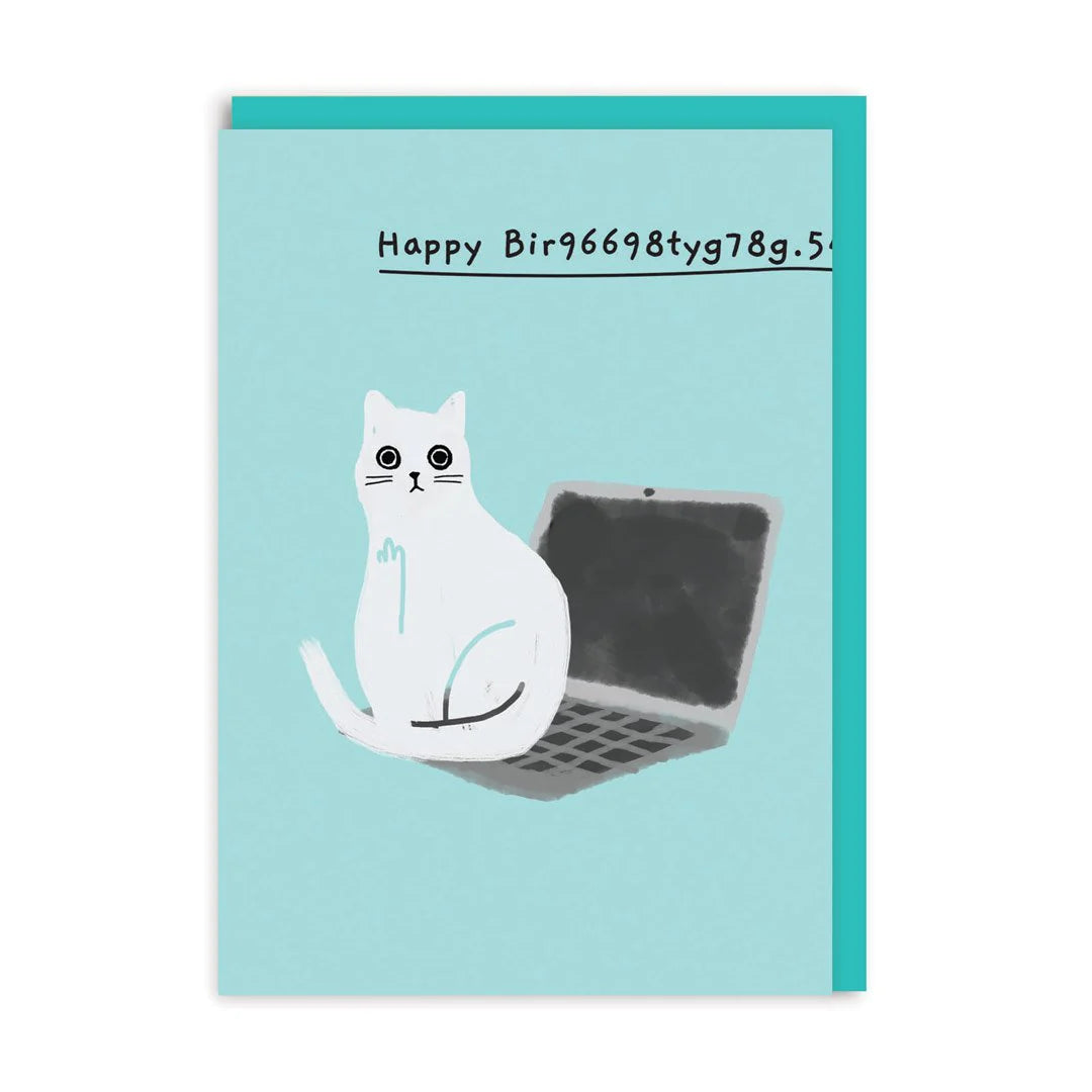 Ohh Deer Laptop Cat Birthday Card