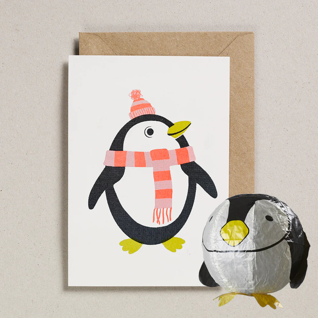 Paper Balloon Greeting Card - Penguin