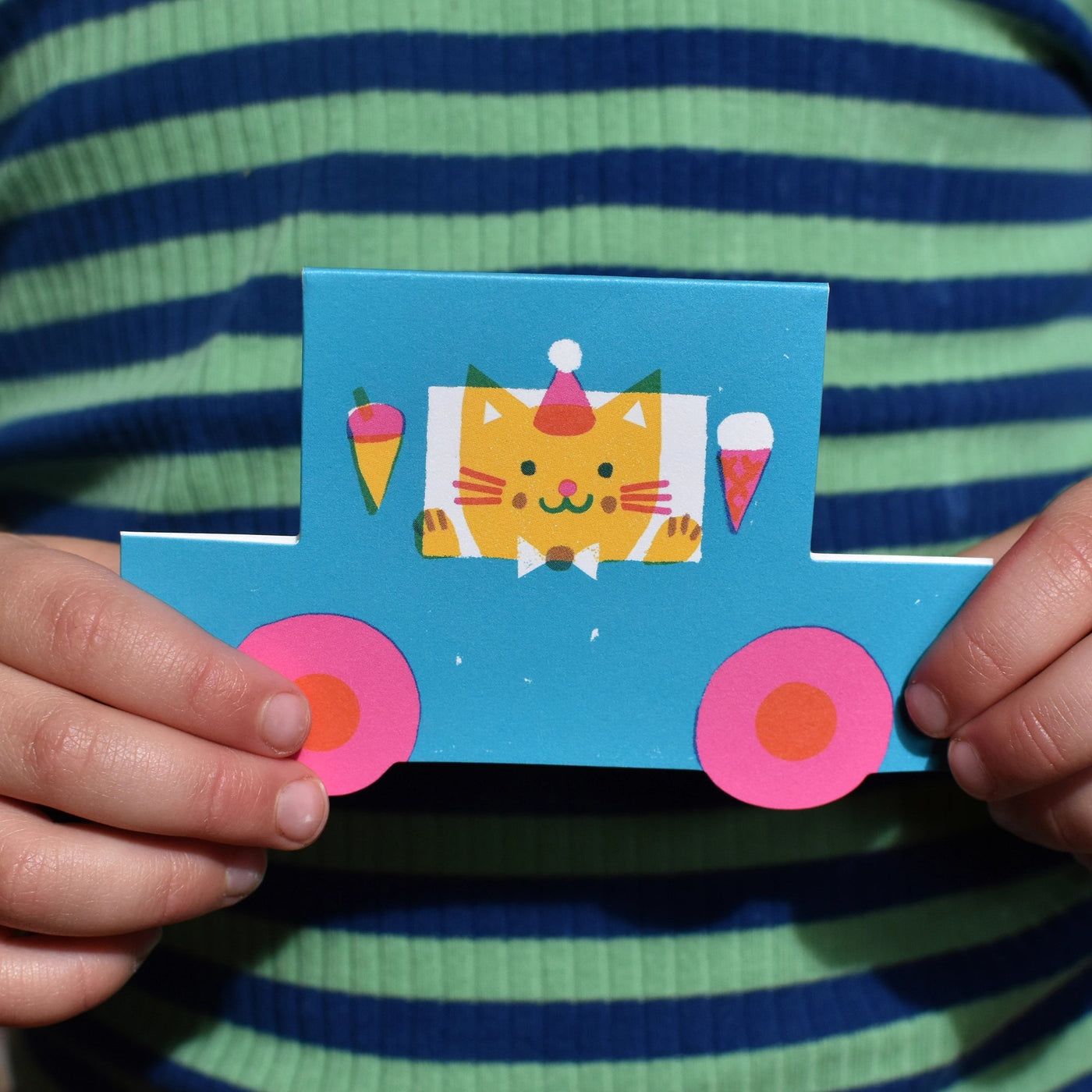 Party Cat Little Blue Car Card