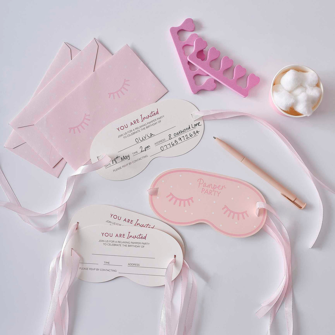 Pink Pamper Party invitations (Pk5) Ginger Ray