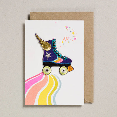 Rollerskate Iron on Patch Birthday Card