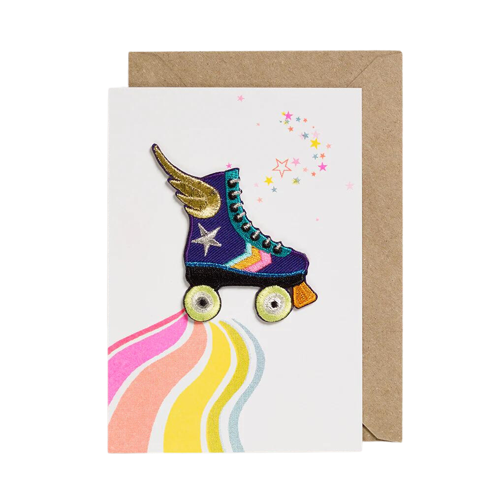 Rollerskate Iron on Patch Birthday Card