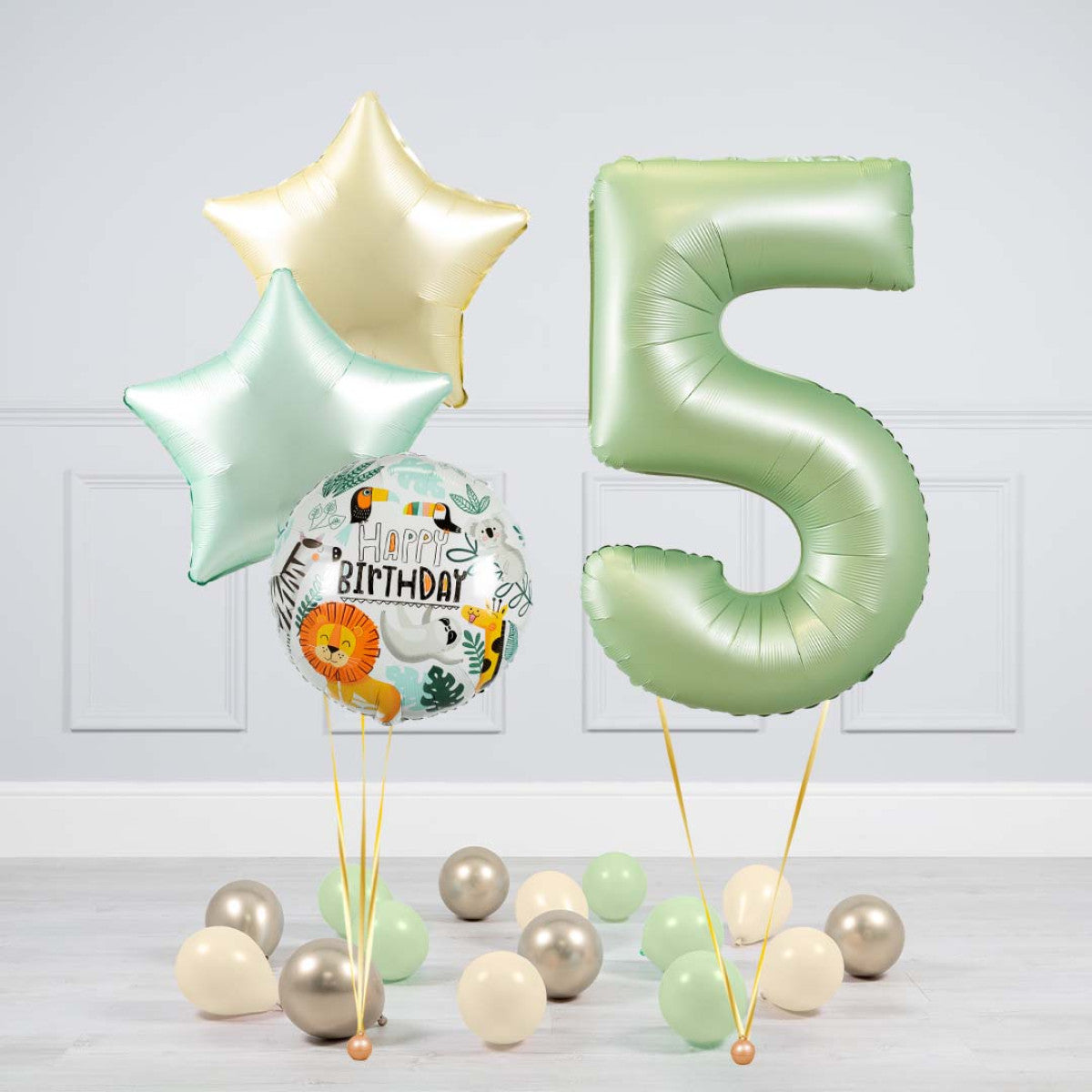 Bubblegum Balloons Safari Olive Green Numbers - Pre Inflated Balloon Bunch - Edie & Eve