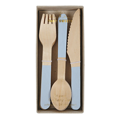 Meri Meri Blue Wooden Cutlery Set (Pk24) - Cutlery - Edie & Eve