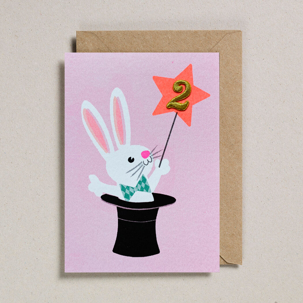Age 2 Animal Birthday Card - Magic Rabbit - Greeting Cards - Edie & Eve