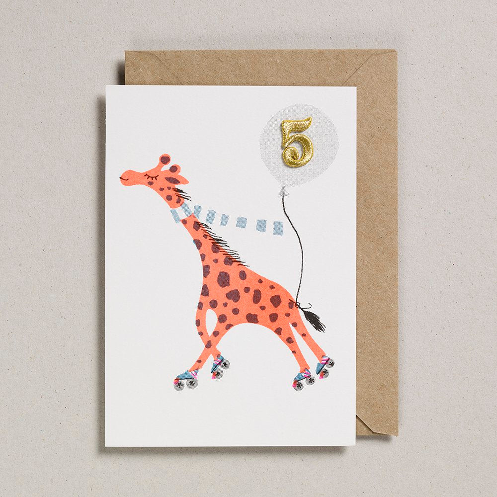 Age 5 Animal Birthday Card - Giraffe - Greeting Cards - Edie & Eve