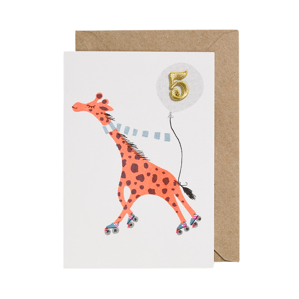 Age 5 Animal Birthday Card - Giraffe - Greeting Cards - Edie & Eve