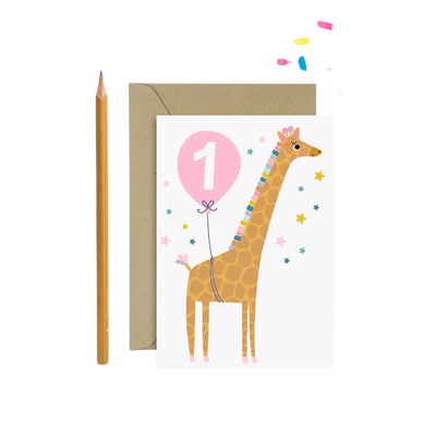 Age 1 Pink Animal Birthday Card - Greeting Cards - Edie & Eve