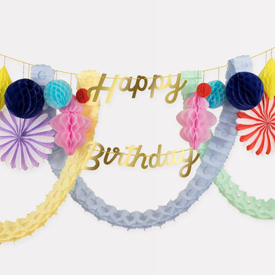 Meri Meri Happy Birthday Honeycomb Garland - Banners & Bunting - Edie & Eve