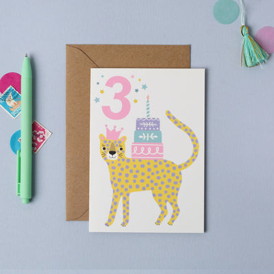 Age 3 Leopard Birthday Card - Greeting Cards - Edie & Eve