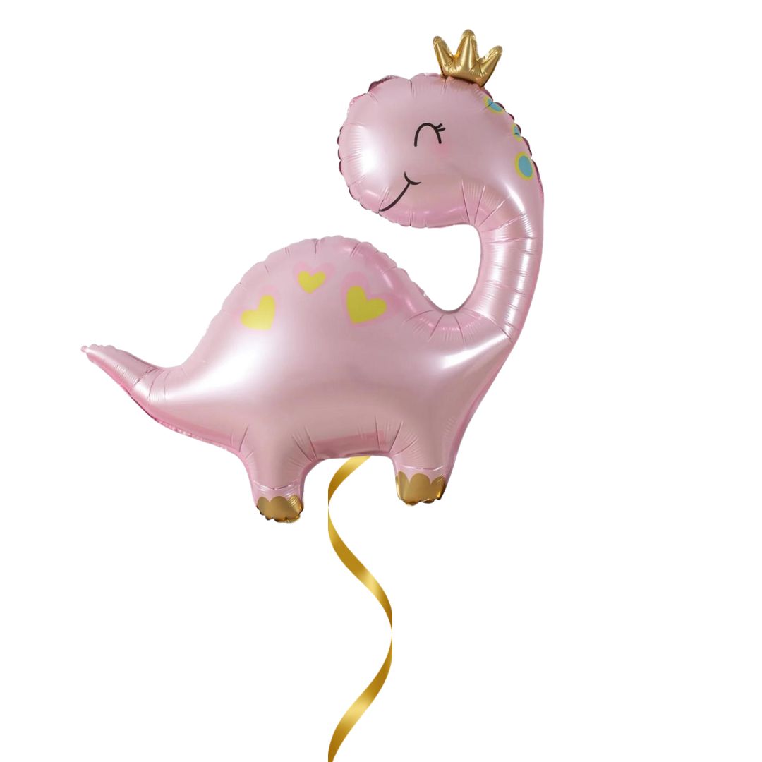 Pink Dinosaur Inflated Balloon In A Box - Pre Inflated Balloon Bunch - Edie & Eve