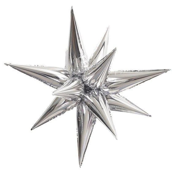 Star Burst Balloon Silver 3D - Supershapes - Edie & Eve